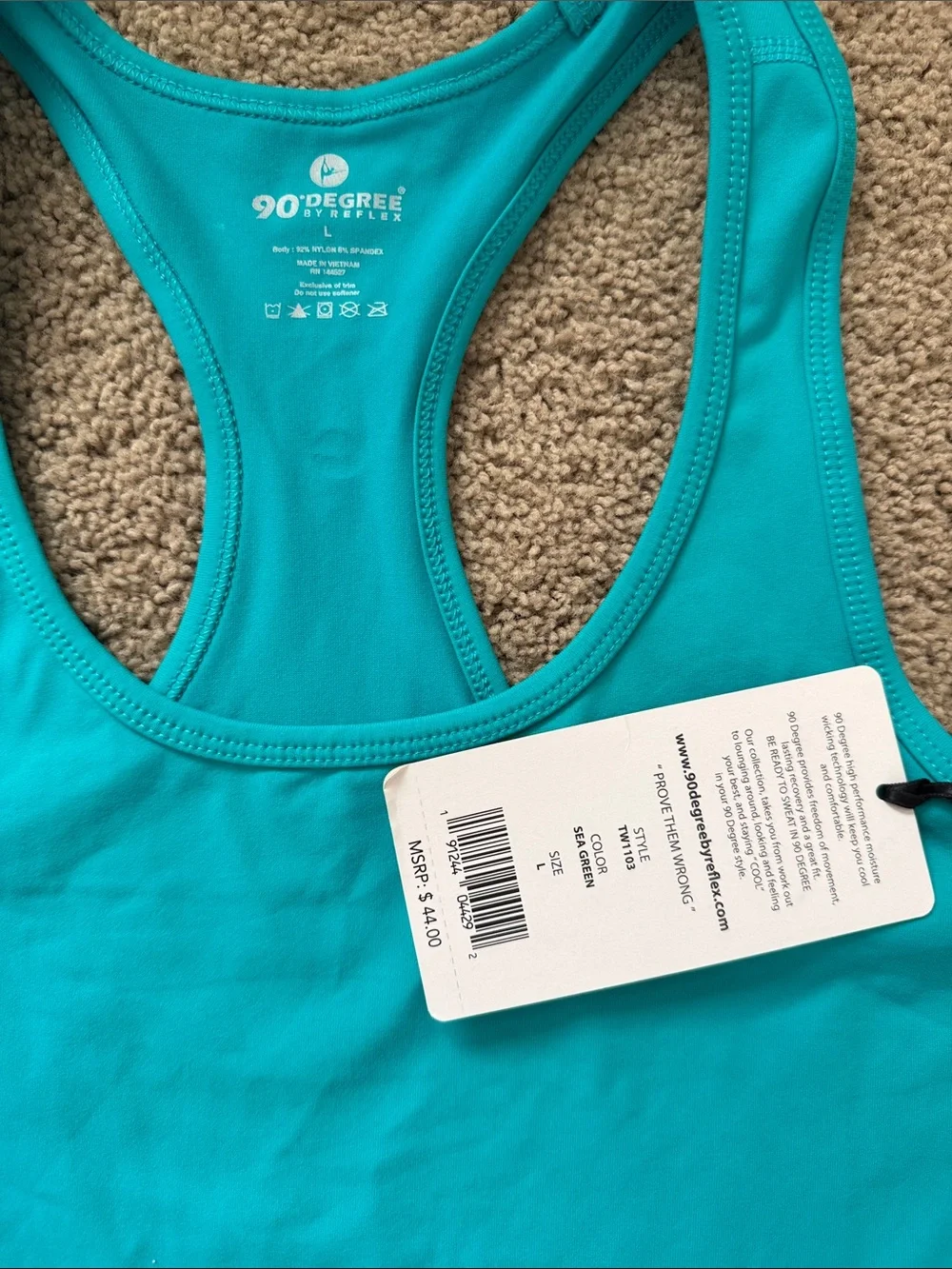 90 Degree | By Reflex Teal Racerback Tank Top | L - Picture 2 of 3